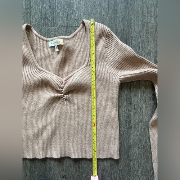 Hazel Moon Ribbed Knit Crop Top in Tan - Picture 5 of 6